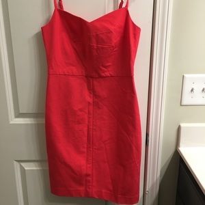 Banana Republic fitted sheath hot pink midi dress